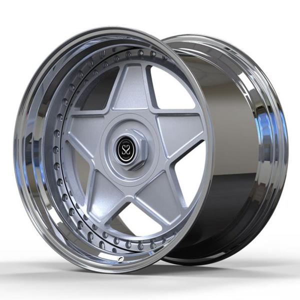 17x9 2 Piece Forged Wheels Polished Lip And Silver Center For 1987 Mercedes 190E 16V
