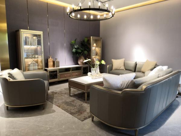 Luxury fabric sofa set by high density sponge with fabric upholstered for Villa house living room furniture and TV table