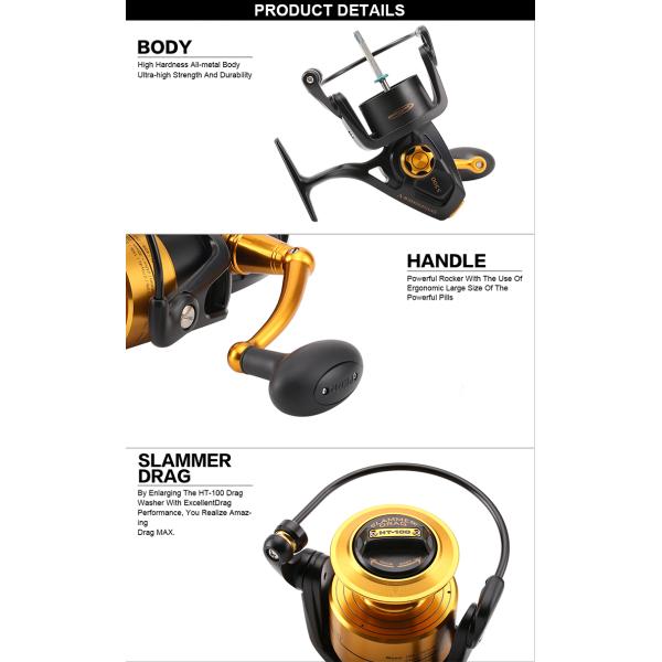 SSV 3500-10500 Fishing Rod Combos Spinning Fishing Reel 5+1BB Full Metal Body