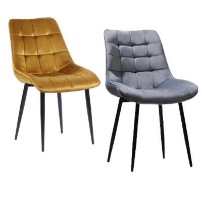 Silla de comedor tapizada en terciopelo personalizado con patas de metal