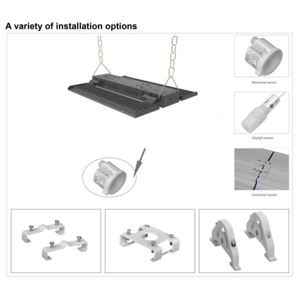 Instalación de iluminación industrial Lámpara lineal de alta altura IP66 Inodoro para exteriores y interiores Estación de servicio de 100W-400W