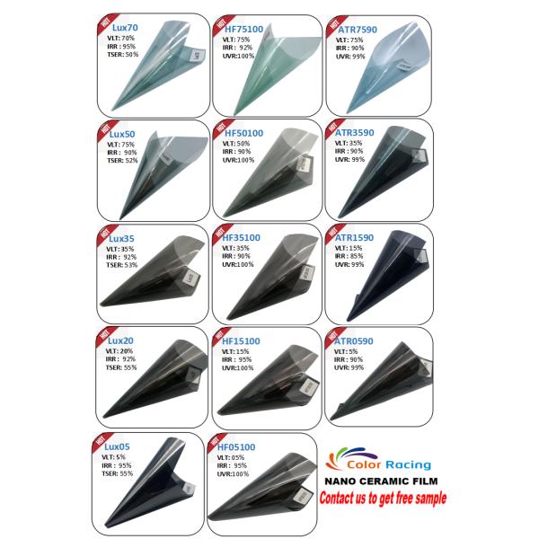 Colorracing 2 Ply Glass PET Car Window Tint Film 2mil UV Rejection 100%