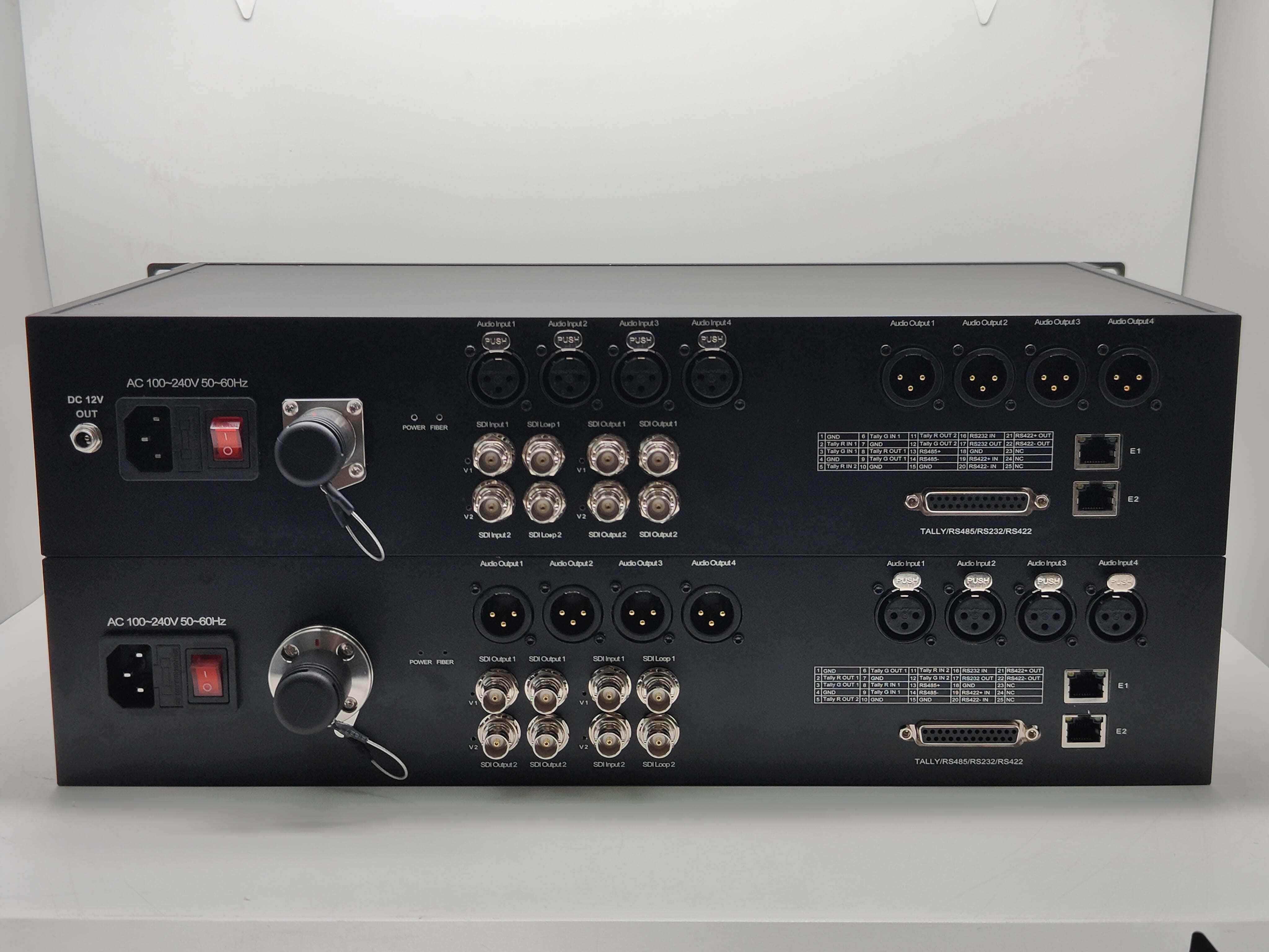 SMPTE 4K Camera Fiber Transmission System with 12G SDI, XLR, Ethernet, DB25 Tally and RS485/232/422 Data