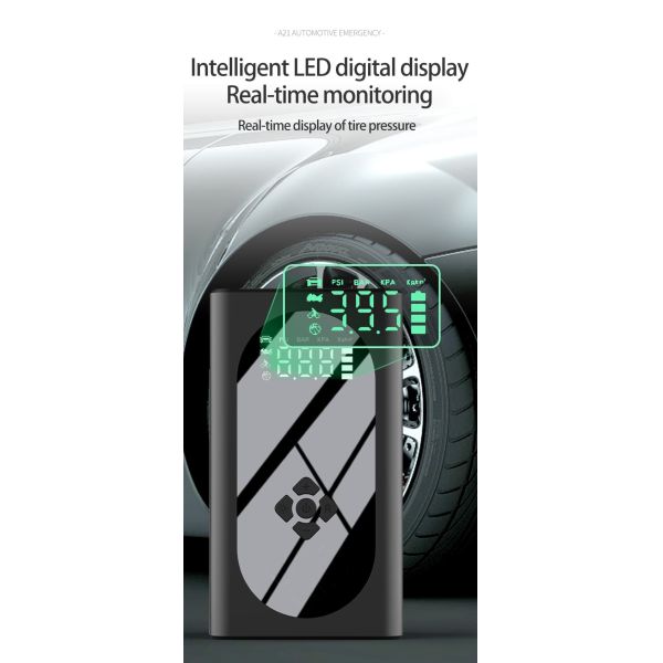 Car Portable Battery Jump Starter With Air Pump USB Output SOS Emergency Light