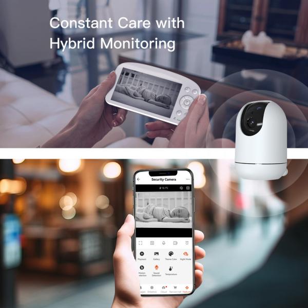 1080P Video Baby Monitor With Split Screen Surveillance Cameras For Home Security