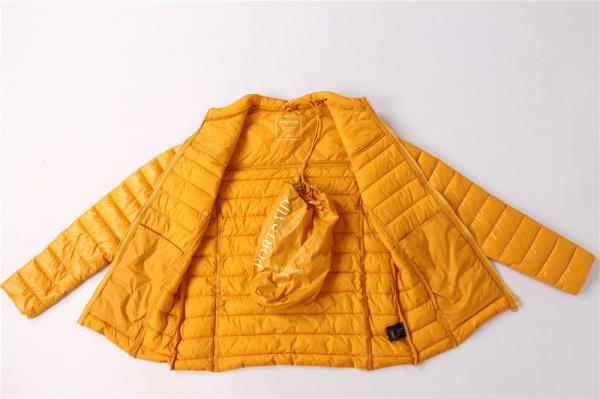Yellow Ultra Light Packable Down Jacket Antistatic Waterproof