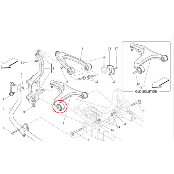 Pour la Maserati Quattroporte Ghibli 2014-2016 Suspension avant basse large swing bras en caoutchouc OEM 670107802 673007124