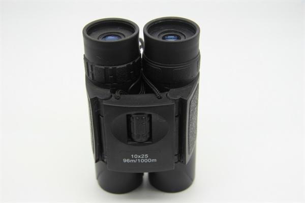 Black Portable Compact Folding Binoculars , Compact Sports Binoculars With Neck Strap