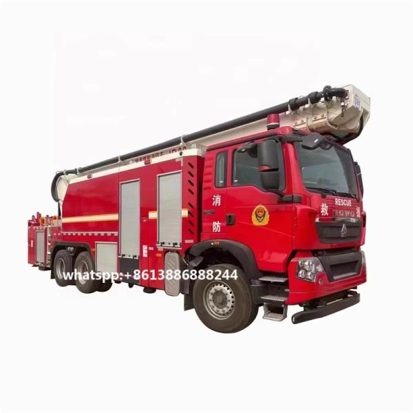 Sinotruk  Howo Red Fire Rescue Vehicle With Lift Jet Function, High Altitude Fire Extinguishing Truck   Fire Engine