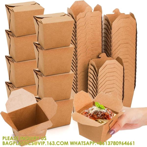 Takeout Boxes Paper, 8 OZ Take Out Food Container, Kraft Small To Go Box, Recyclable Brown Cardboard Food Pails