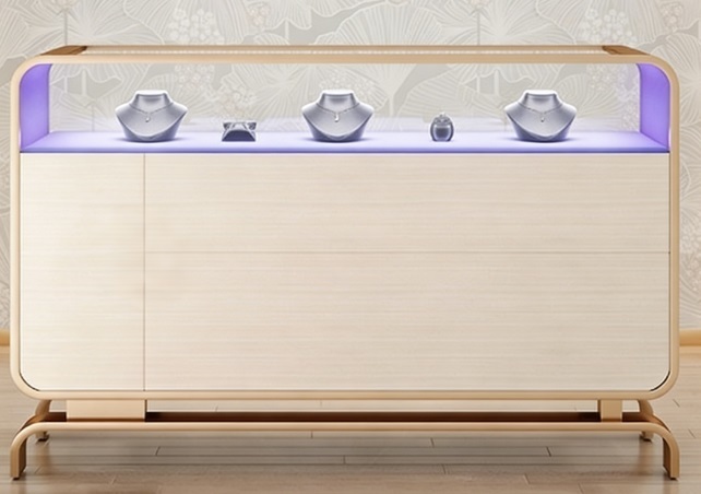 LED Lighting Jewelry Display Cabinet with Customizable Solutions and Durable Easy Clean Luxury Front Showcase