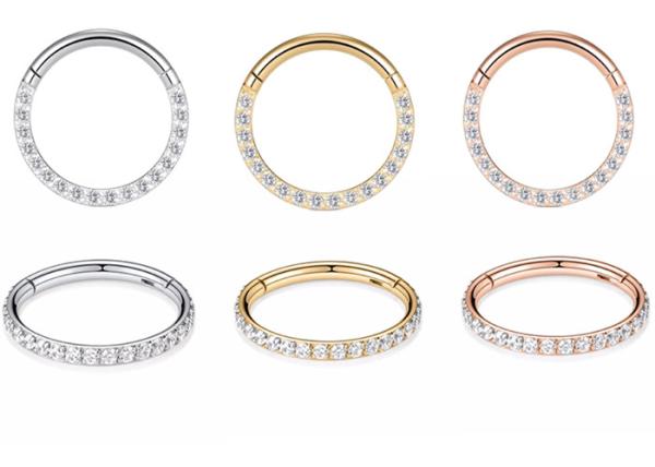 Dia 9mm 11mm 18k Gold Nose Stud , Nose Ring Piercing With 0.14ct Natural Diamonds