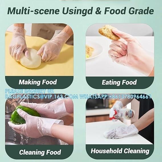 Compostable Food Prep Disposable Gloves Restaurant Grade Safe For Cooking Handling Serving PLA Plant-Based Eco Friendly