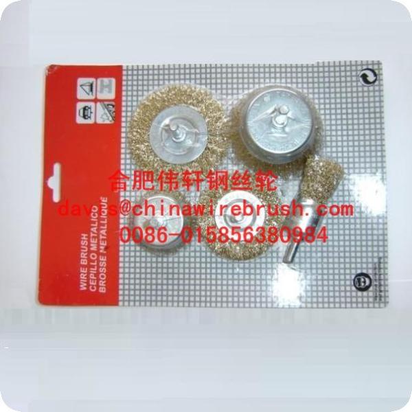 6pcs Shaft-mounted Circular Steel Wire Brushes Set for Cleaning and Polishing