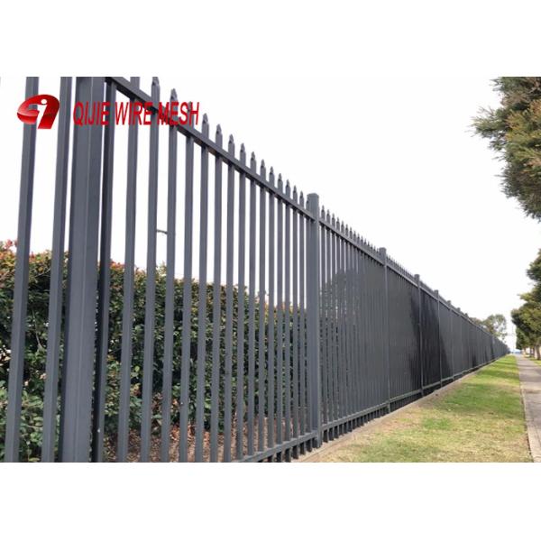 Galvanized Steel Spear Top Security Fencing Heavy Duty 2 Rail Powder Coated