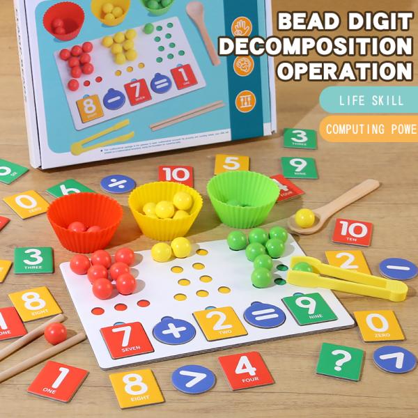 2024 Wooden Number Cognitive Educational Number Matching Toy Wooden Clip Beads Game Counting Toy
