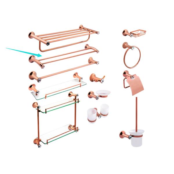 Аксессуары для ванной две полотенца Бар Пластина Розовое золото Цинковая сплав и кристалл