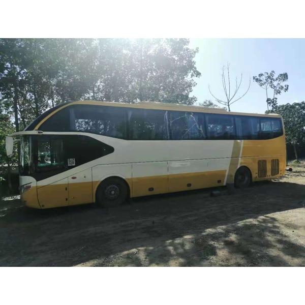 Yellow Yutong Used Trip Bus ZK6122 61 Seat LHD Support Diesel A/C Two Doors