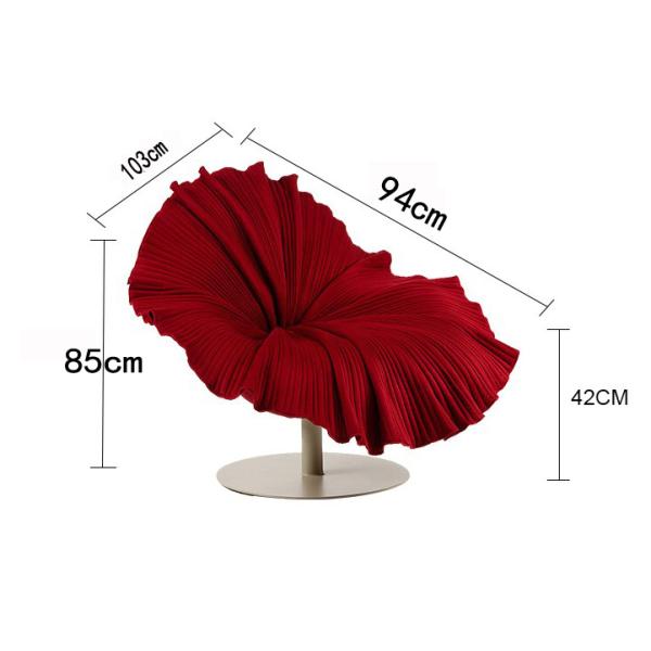 Art furniture decoration special design Rotatable yellow fabric flower shaped chair flocked cloth modern leisure chair