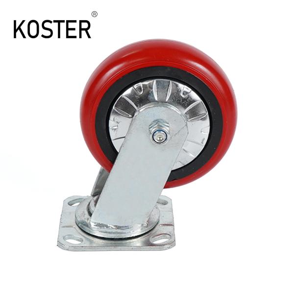 Demande personnalisée roue de roulement en fer plat de type fixe en PU/PVC avec frein