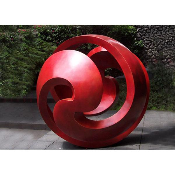 Public Red Stainless Steel Sphere Sculpture / Large Metal Art Sculptures