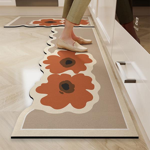 Anti Slip And Anti Dirty Kitchen Floor Mat Anti Oil Small Fresh Fashion Flower Mat