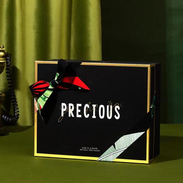 Крышка пятна коробки оптового черного подарка картона упаковывая УЛЬТРАФИОЛЕТОВАЯ поверхностная и низкопробная подарочная коробка