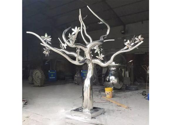 Escultura de aço inoxidável da árvore do espelho exterior do metal do sumário do projeto