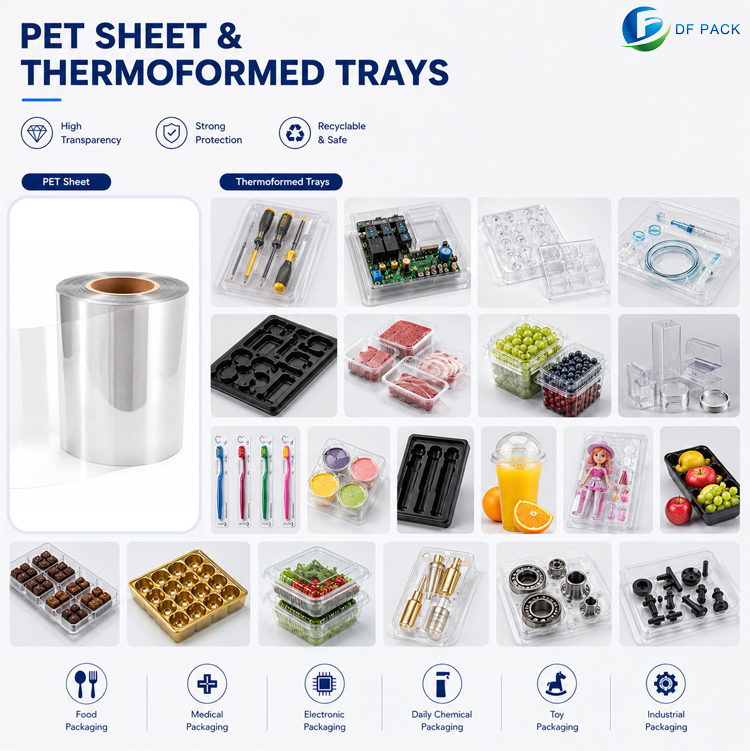 Moisture Proof Antistatic PET Plastic Sheet with Customized Thickness for Thermoforming and Blister Packaging