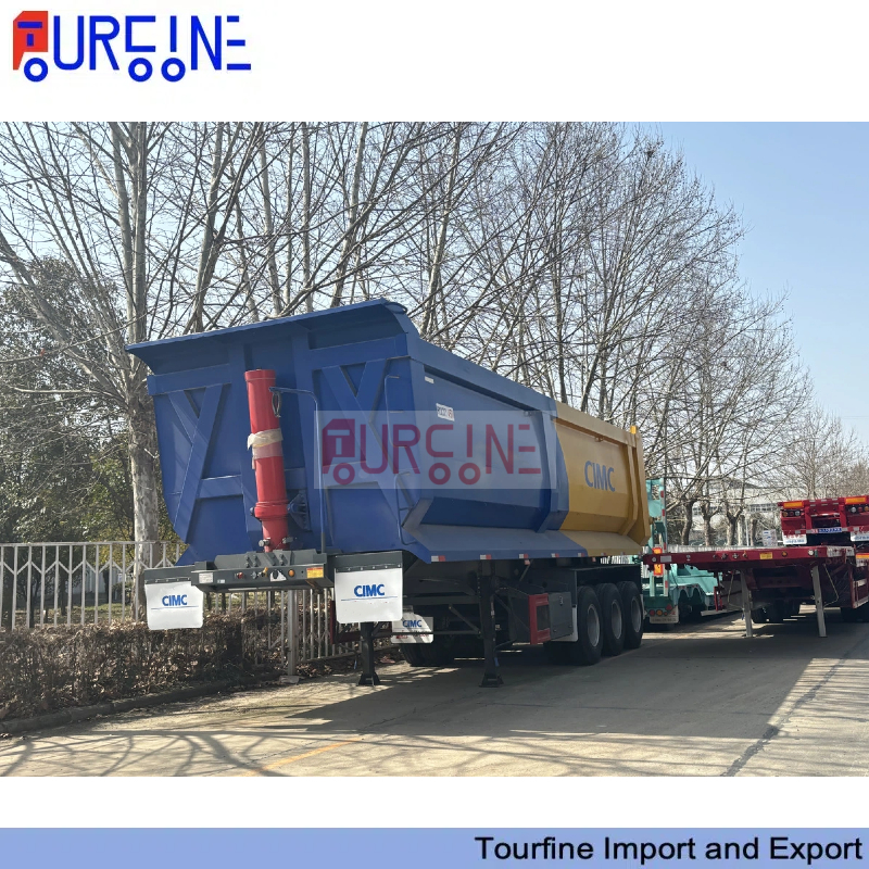 Tri Axle 40 Ton Rear Dump Semi Trailer For Sand Stone Aggregate Transportation