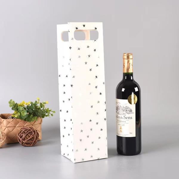 12.5x11x33.6CM Gold Printed Wine Bottle Paper Bags Customized