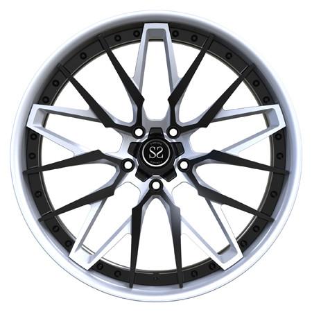 Chevrolet Corvette 2 partes forjou as rodas que das bordas C8 desconcertou a prata Hyper do preto 21inch