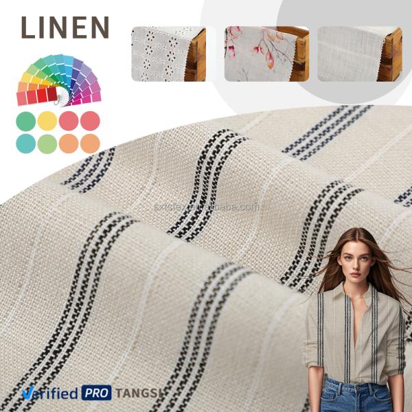 2025 Customizable Sustainable 55 Linen & 45 Viscose Cotton Woven Fabric Plain Dyed Blackout Fabric for Girls & Boys Dress