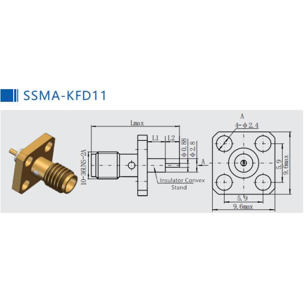 ROHS Female Brass Mini SMA SSMA RF Connector DC 18GHz