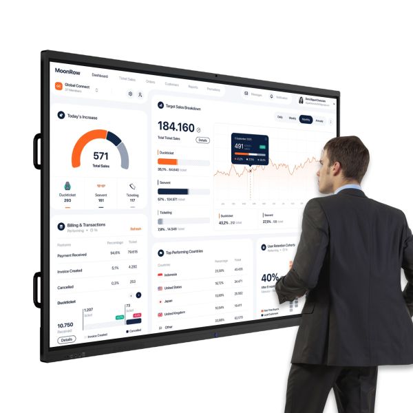 IR Touch Screen Smart Board Interactive Whiteboard 55 65 75 86 98 110 4K UHD Commercial Display