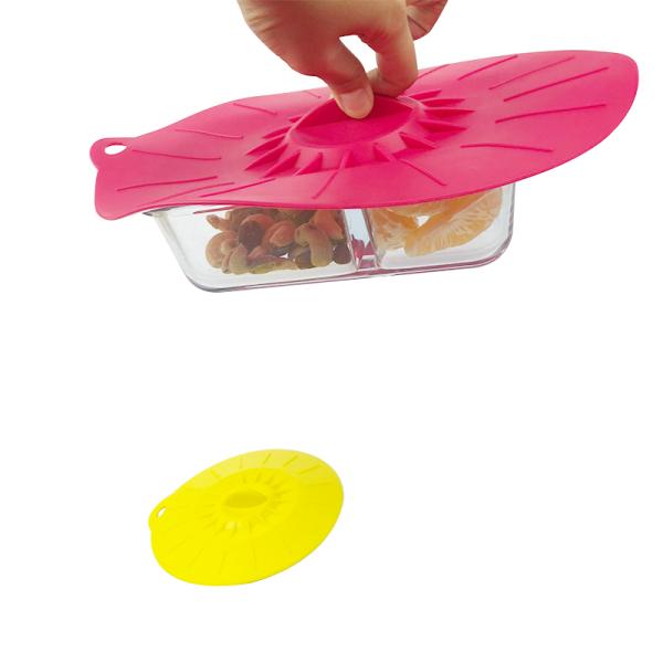 Food Standard Decorative Reusable Microwave Oven Safe Silicone Rubber Pot Cover Mug Bowl Suction Spill Stopper Lid with handle