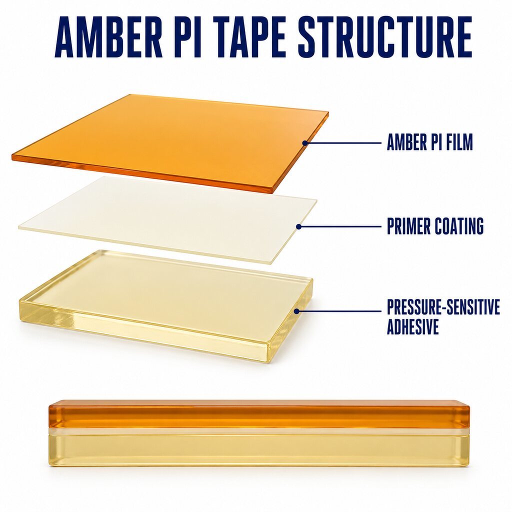 Amber Polyimide Tape (Golden PI Tape / Brown PI Tape) – Single-Sided Translucent PI Film with Silicone Adhesive for Motor, Transformer, Battery-Tab and Cable Insulation