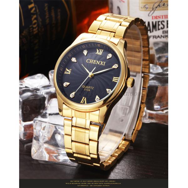 013 Full Gold Stainless Steel Watches Man Watch Quartz Watch Casual Dress Watch Roma Watch