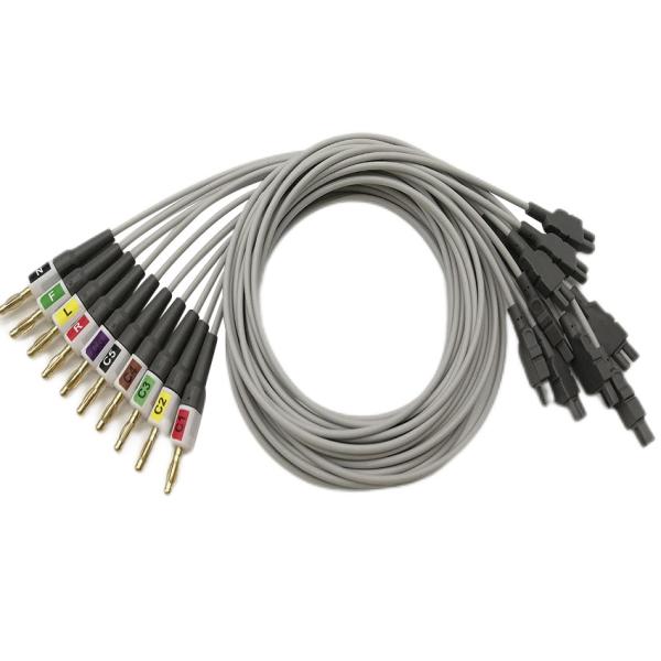 GE CAM 14 EKG ECG Lead Wire TPU 0.9M 2016032-001 With Banana/Clamp Adapter