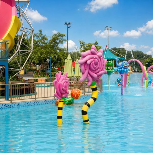 Interactive Flower Apple House Rainbow Splash Pad Equipment For Children Pool Water Park With CE Certificate