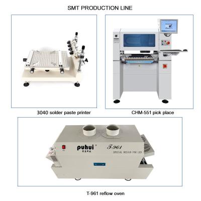 Chaîne SMT petite et haute précision avec imprimante 3040, poseuse CHM-551 et four T961
