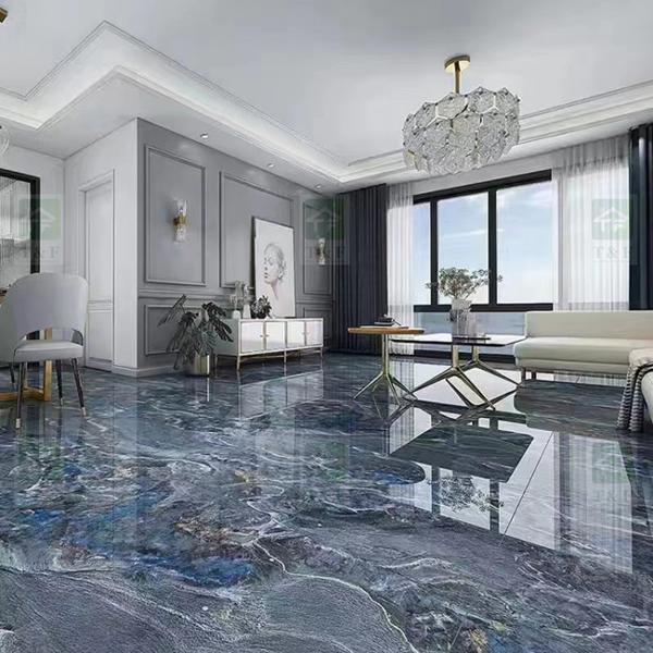 A porcelana lustrada vitrificada apartamento telha o interior lustroso azul do corpo 60x120 completo