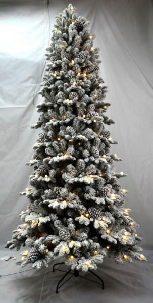 7.5 Foot PE Pinecone Christmas Tree With White Downy Shawl