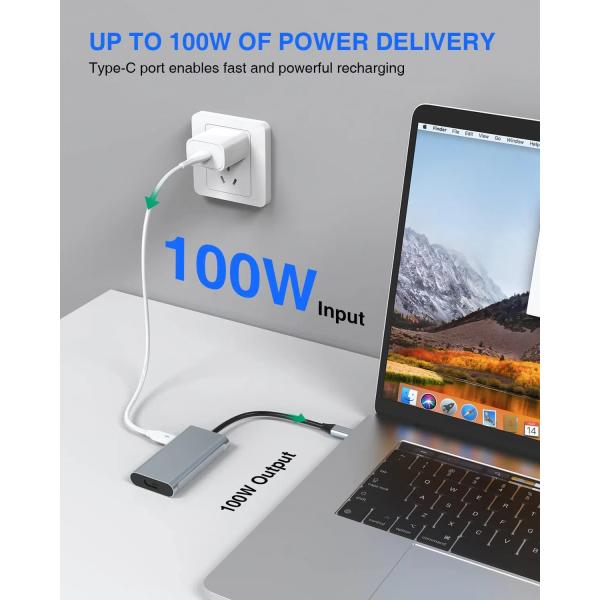 4 In 1 Usb C Adapter Dual Hdmi To USB3.0 Thunder Ports