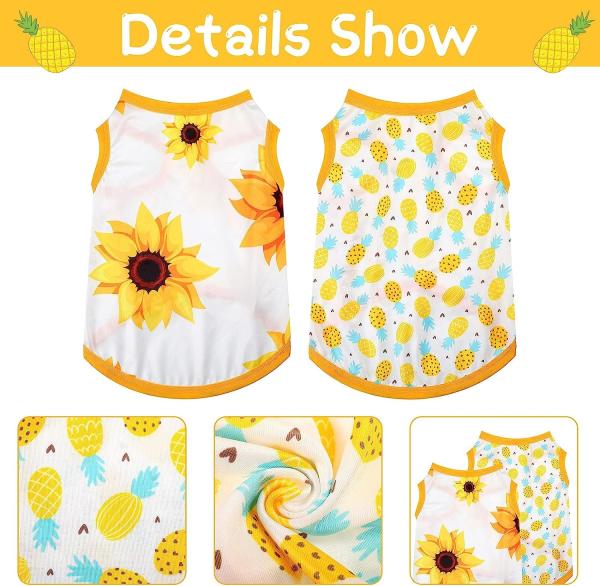 Pet Clothes Set Include Cute Pet Dress Lovely Fruit Dog Dress and 2 Pieces Dog Shirt Breathable Pet T-Shirt Pup
