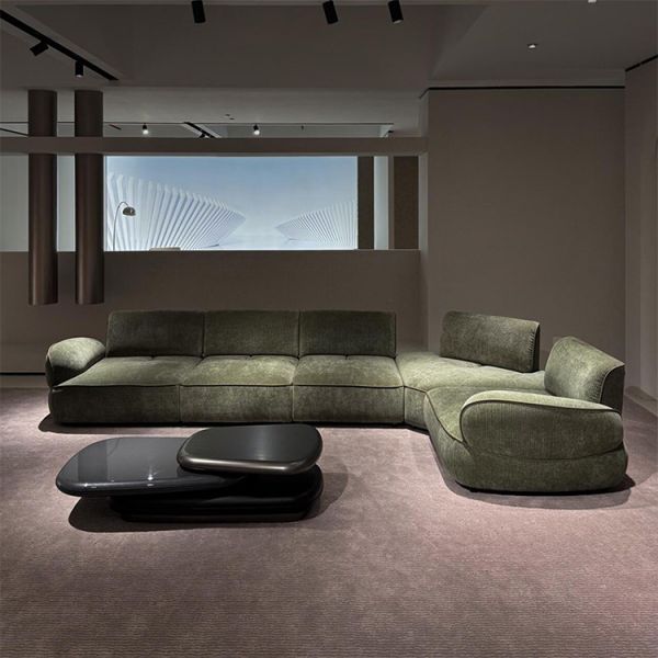 Italian Designer Cream Style Sectional Sofa Customizable Minimalist Living Room Set with Movable Backrest for Apartment Villa
