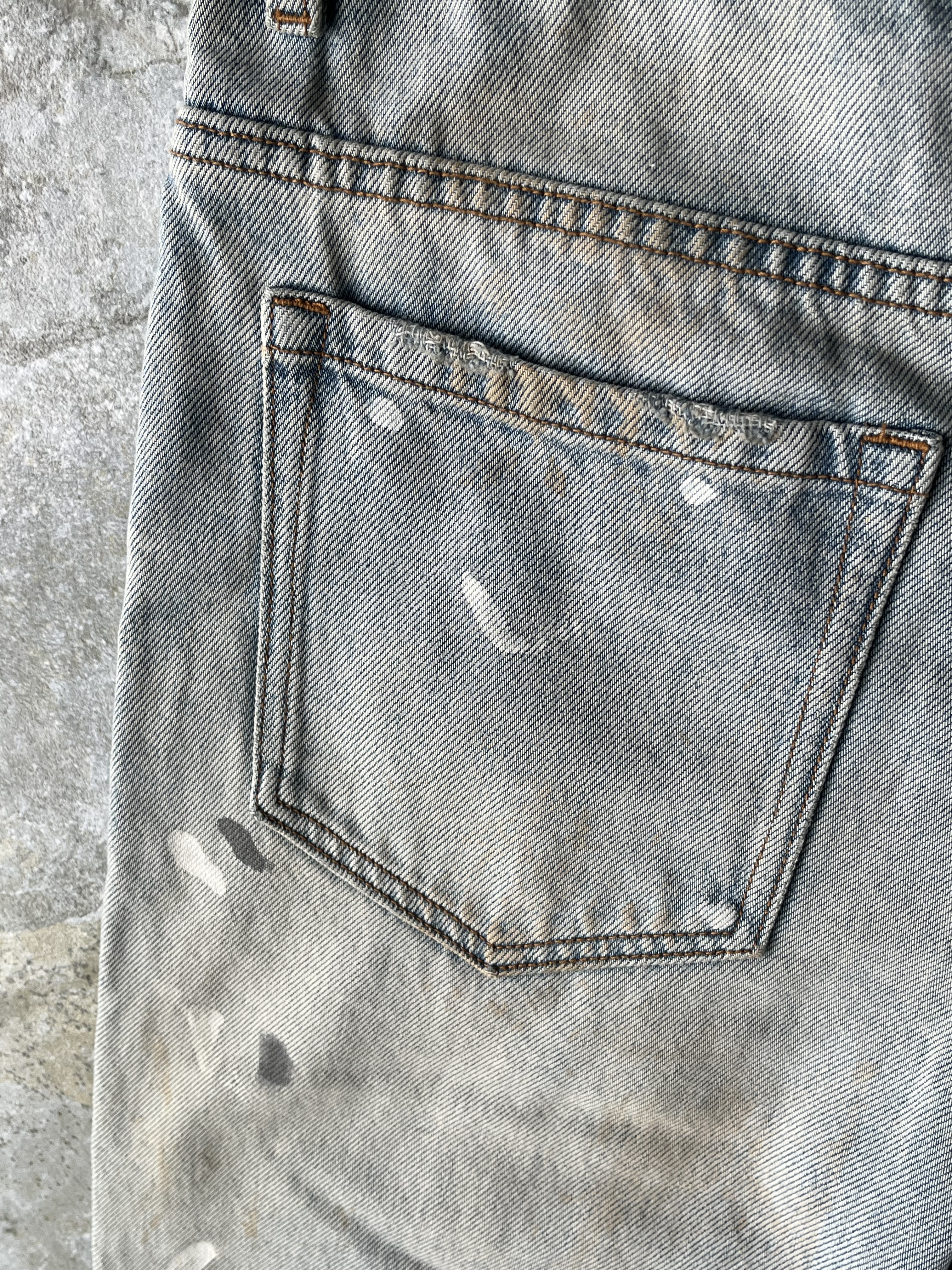 Paint Splatter Men's Jeans Mid Waist Flare Bootcut Jeans Light Wash