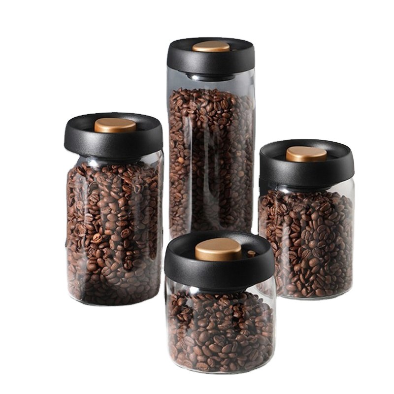 Modern Design Food Grade Glass Storage Jar Moisture Proof For Coffee Beans Powder Tea