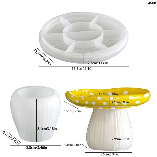 DIY Cross border New Product Aromatherapy Gypsum Tall Mushroom Vase Storage Can Tray Decoration Silicone Mold