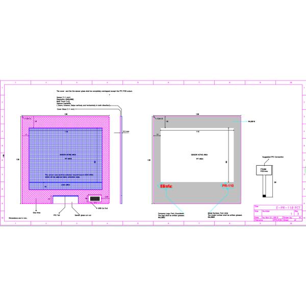 Custom 5.7'' Projected Capacitive Touch Screen G+G With 16:9 Aspect Ratio